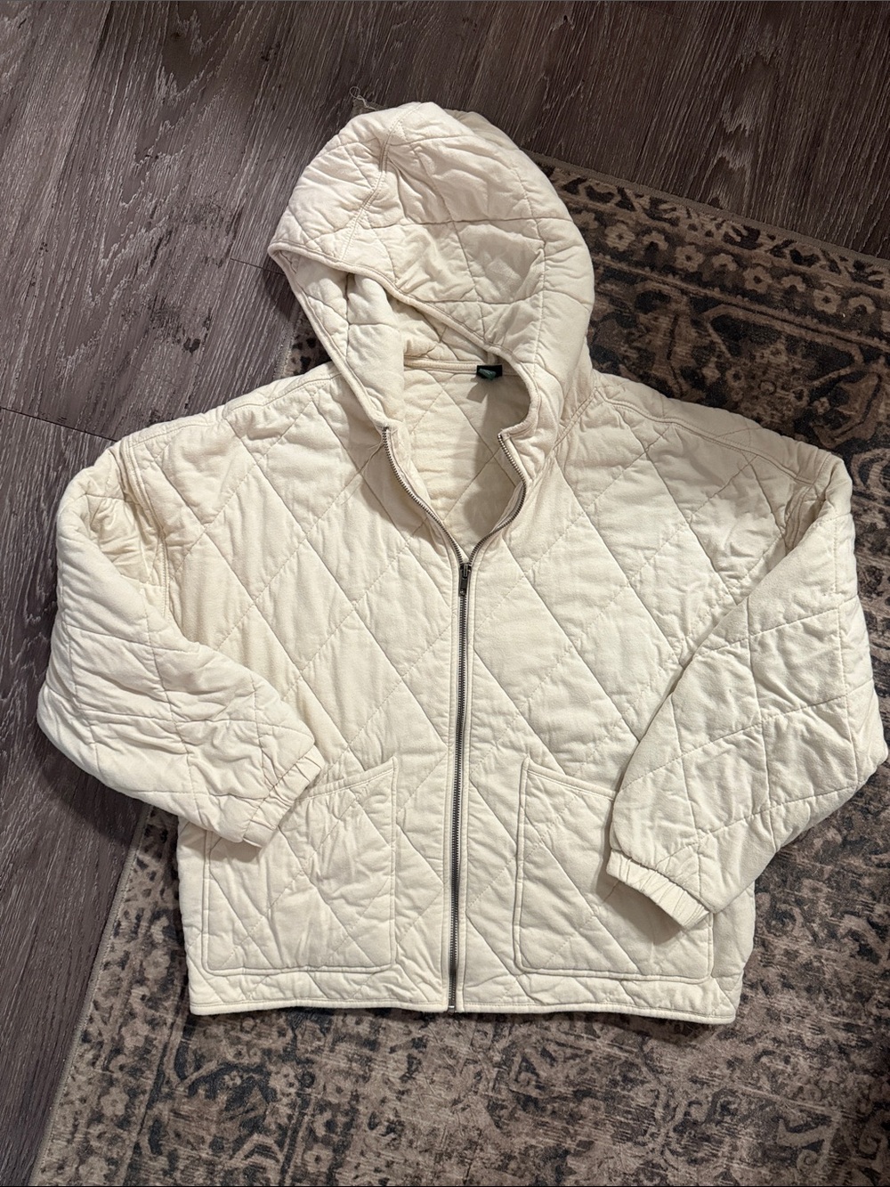Wild Fable Cream Quilted Zip-up Jacket
